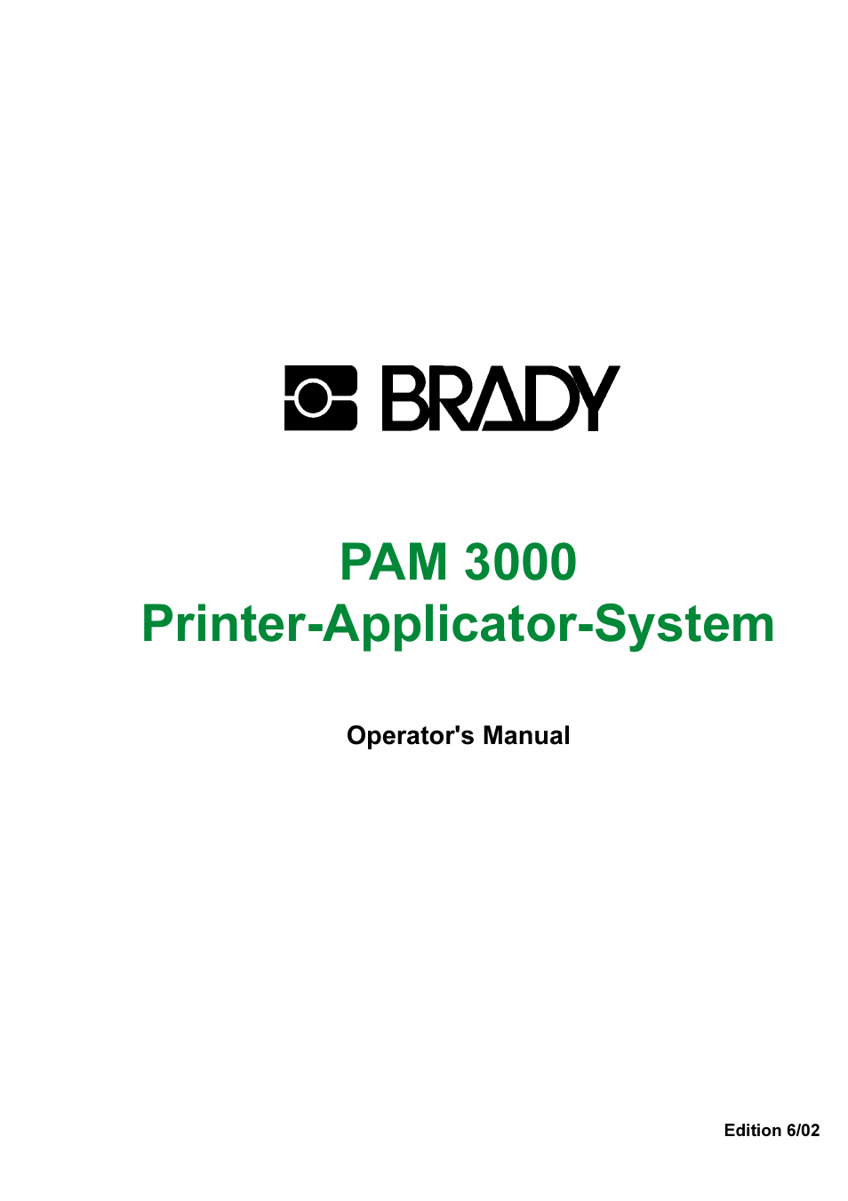 Brady PAM 3000 User Manual | 87 pages