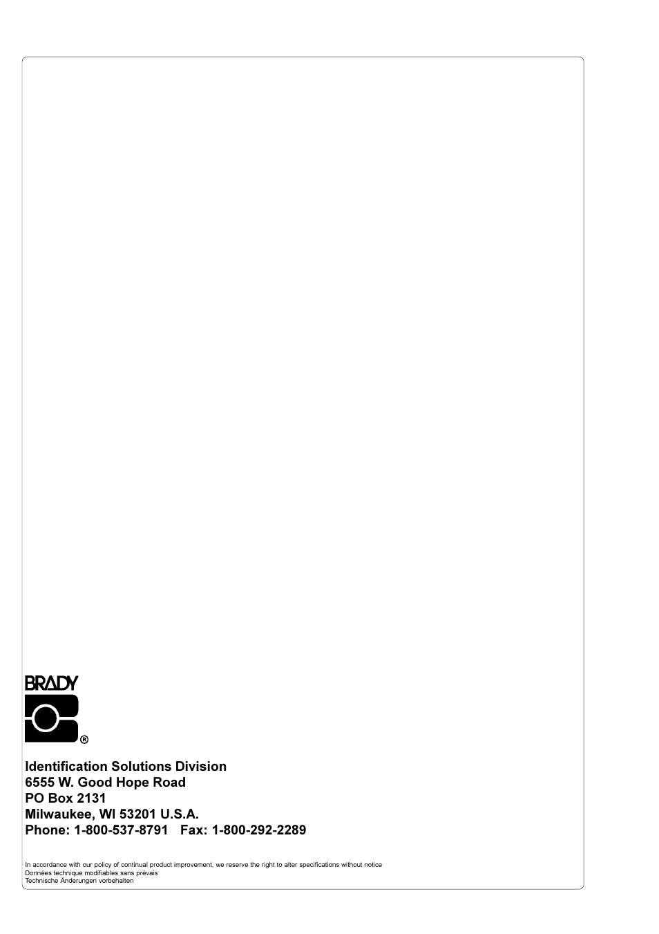Brady PAM 3000 User Manual | Page 2 / 87