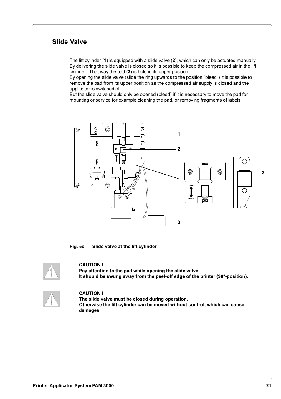 Slide valve | Brady PAM 3000 User Manual | Page 21 / 87