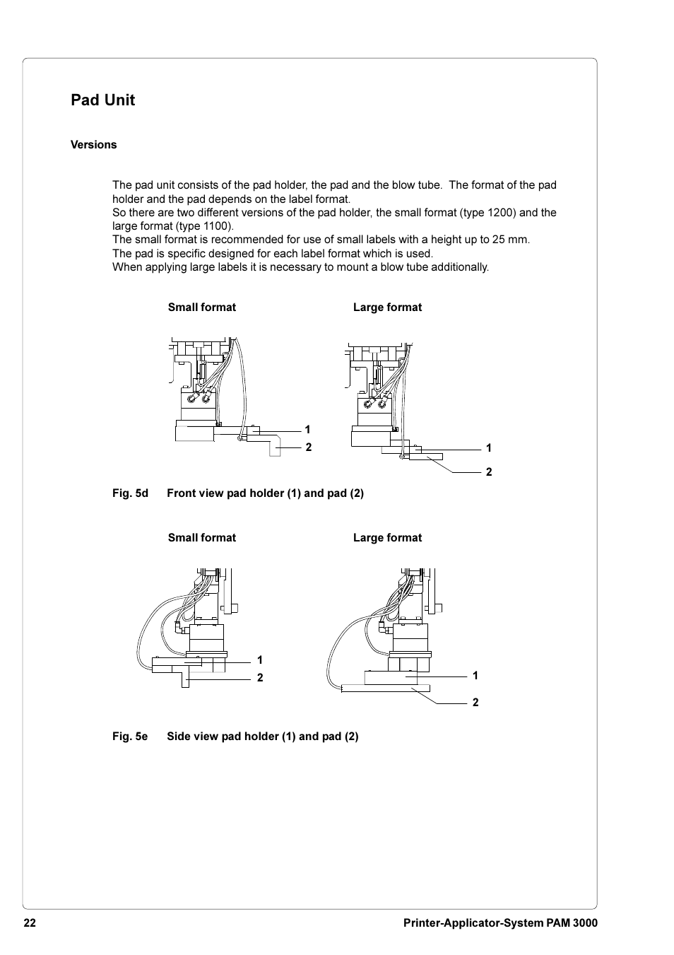 Pad unit | Brady PAM 3000 User Manual | Page 22 / 87