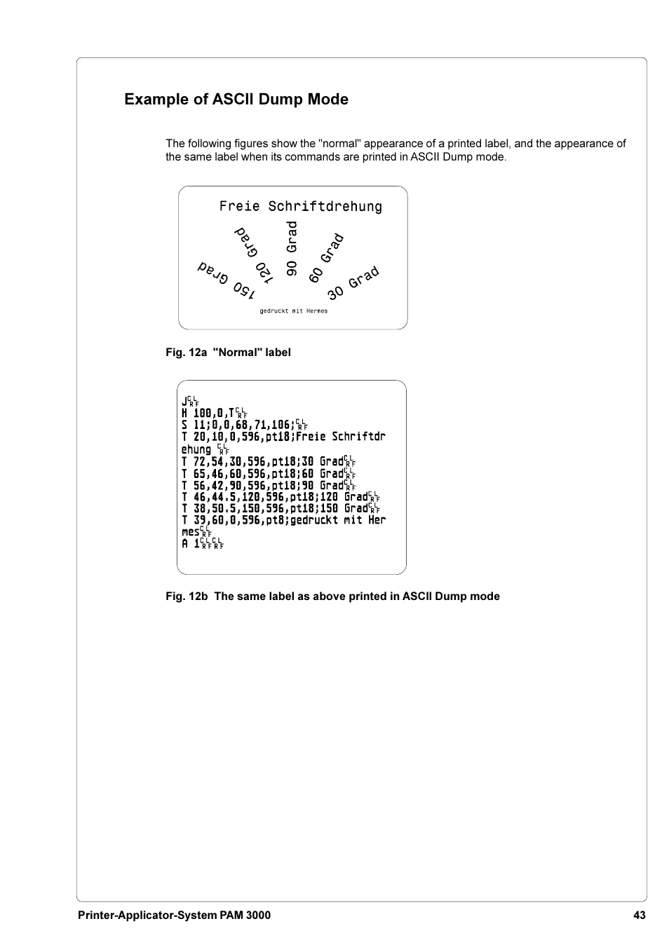 Example of ascii dump mode | Brady PAM 3000 User Manual | Page 43 / 87