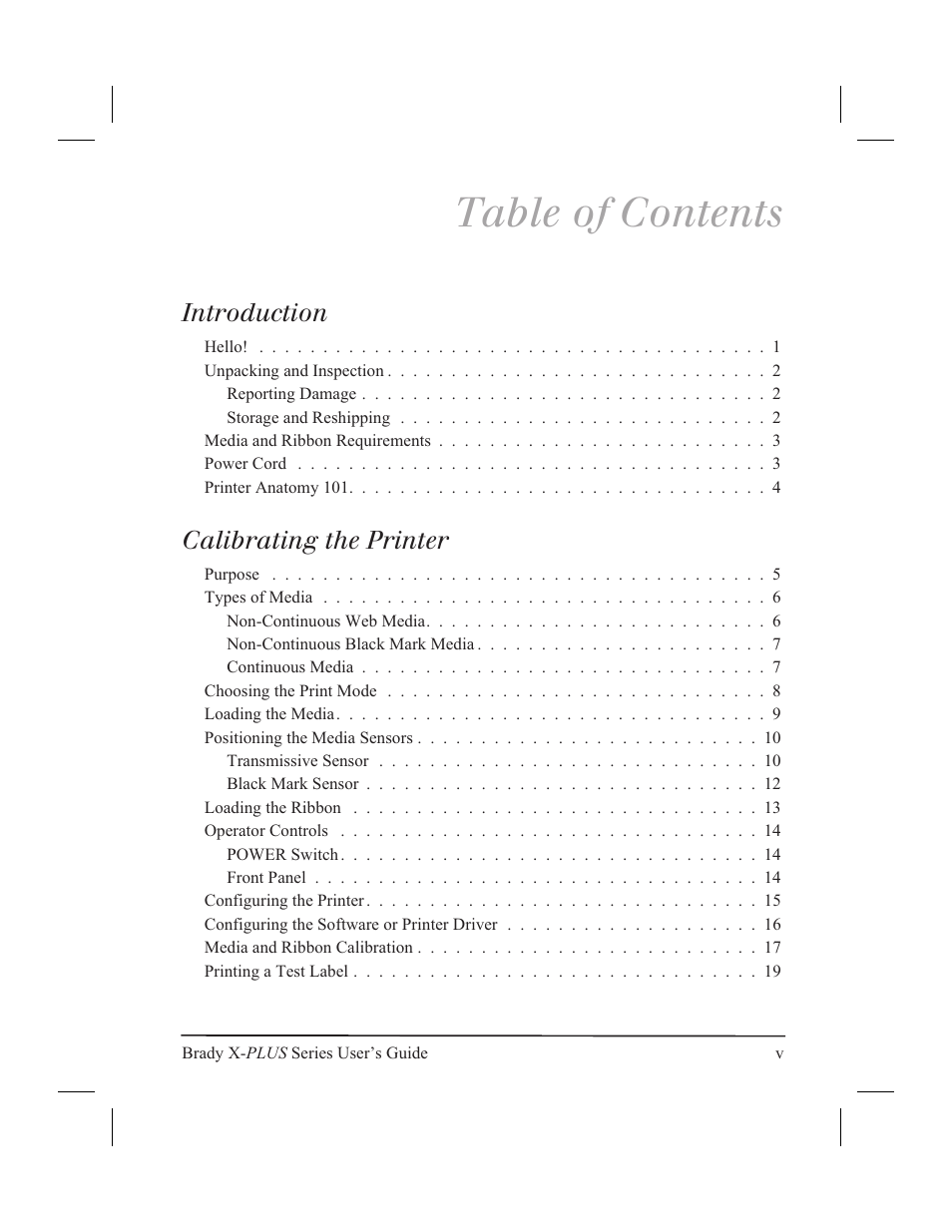 Brady 300X-PLUS User Manual | Page 5 / 110