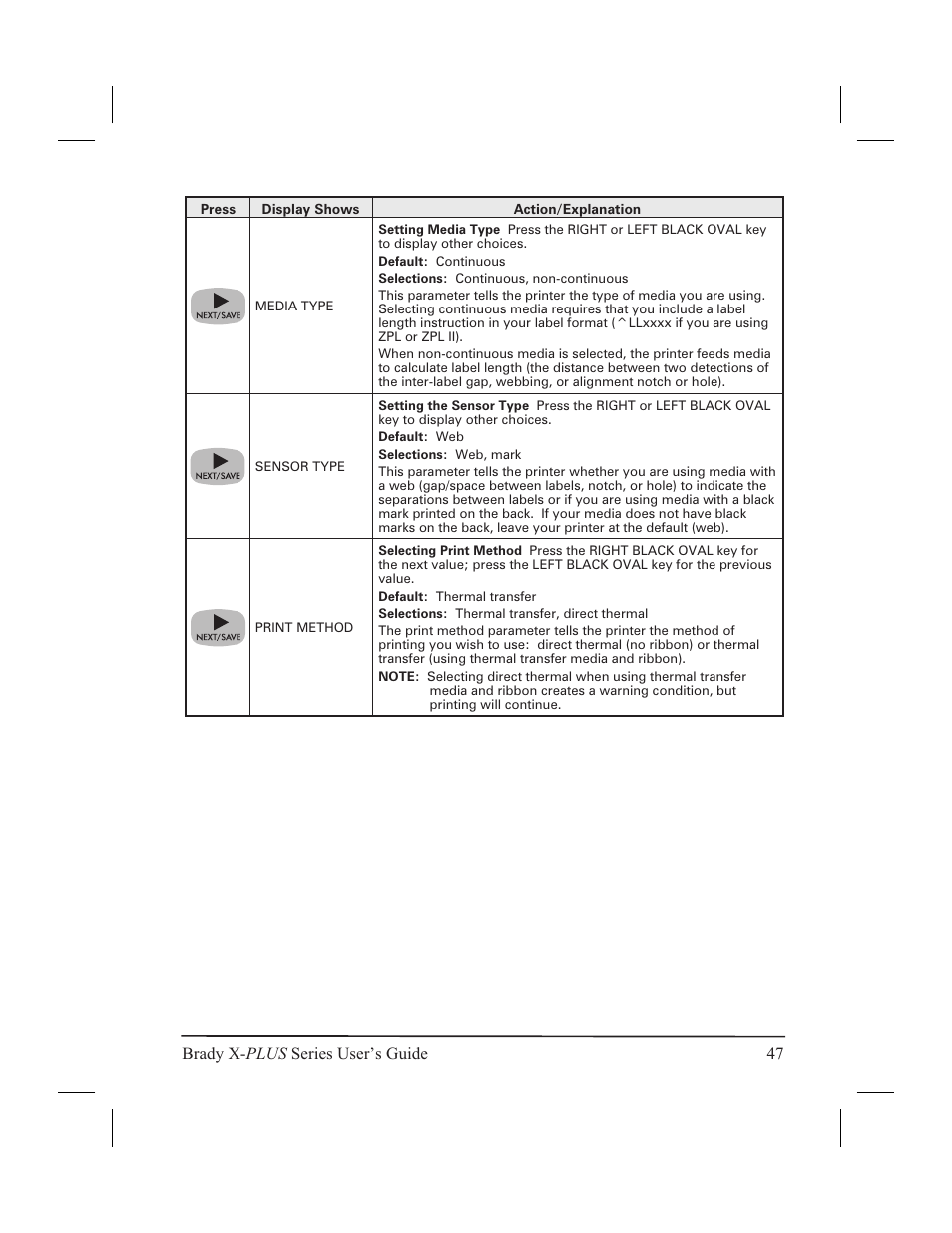 Brady x- plus series user’s guide 47 | Brady 300X-PLUS User Manual | Page 55 / 110