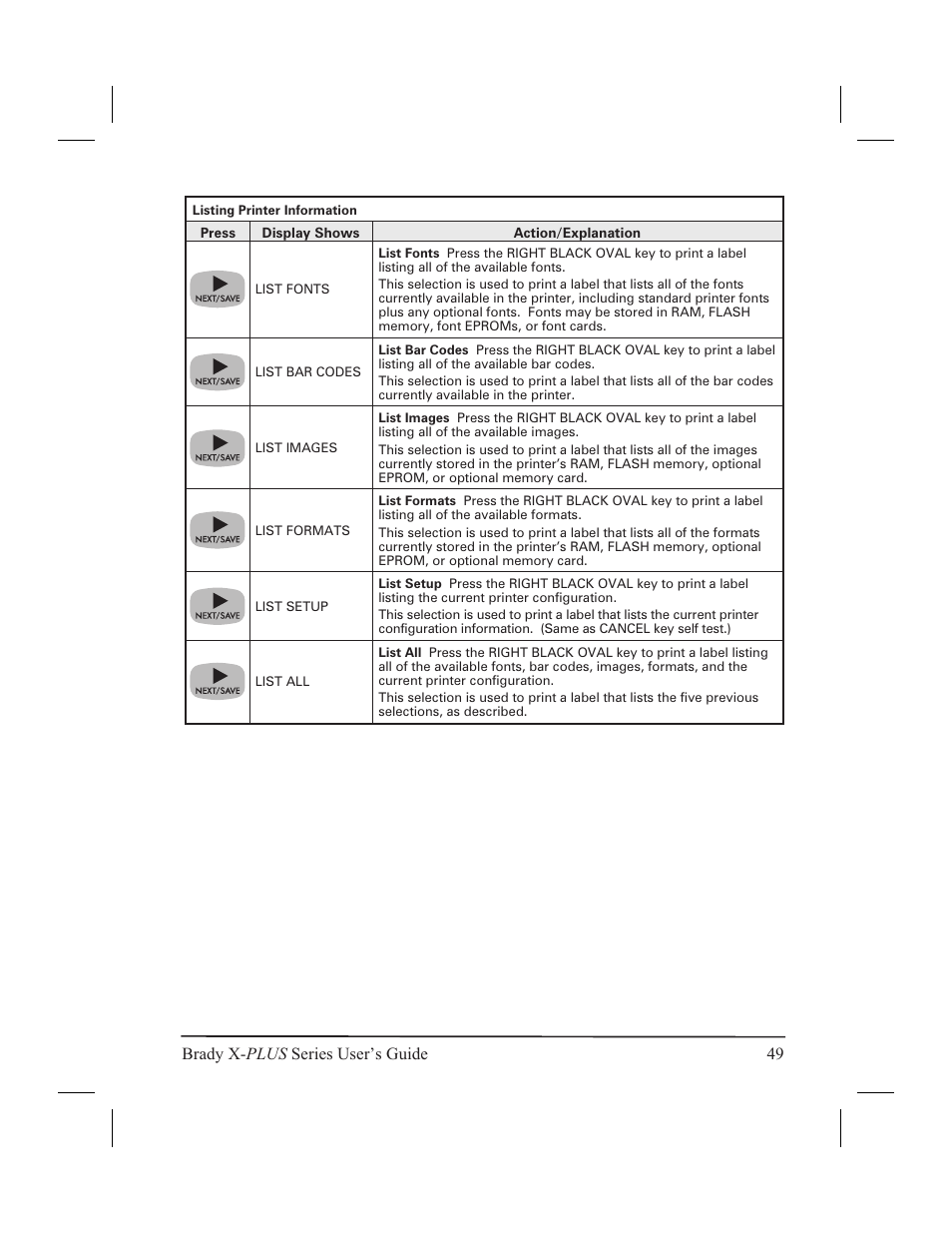Brady x- plus series user’s guide 49 | Brady 300X-PLUS User Manual | Page 57 / 110