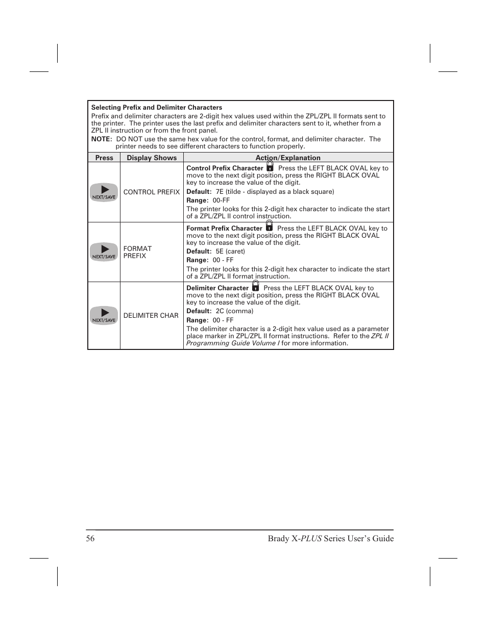 56 brady x- plus series user’s guide | Brady 300X-PLUS User Manual | Page 64 / 110