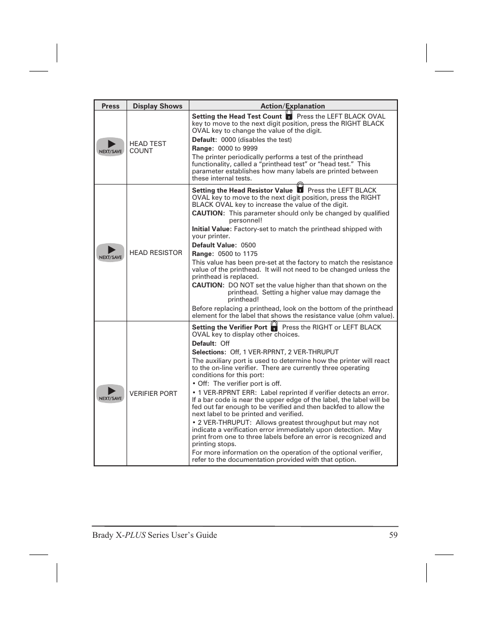 Brady x- plus series user’s guide 59 | Brady 300X-PLUS User Manual | Page 67 / 110