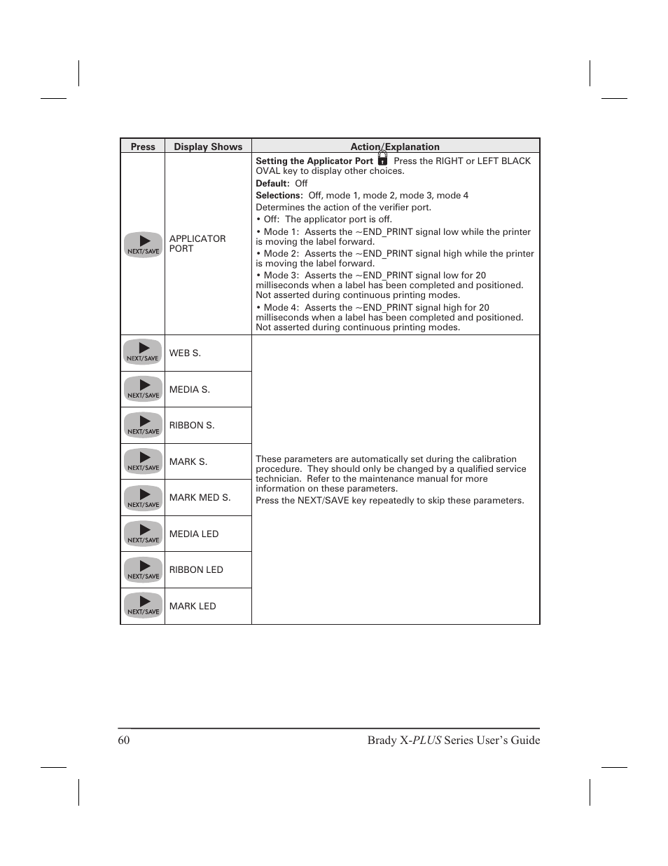 60 brady x- plus series user’s guide | Brady 300X-PLUS User Manual | Page 68 / 110