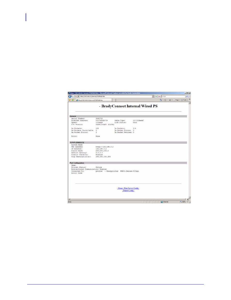 Print server status | Brady BBP81 User Manual | Page 28 / 106