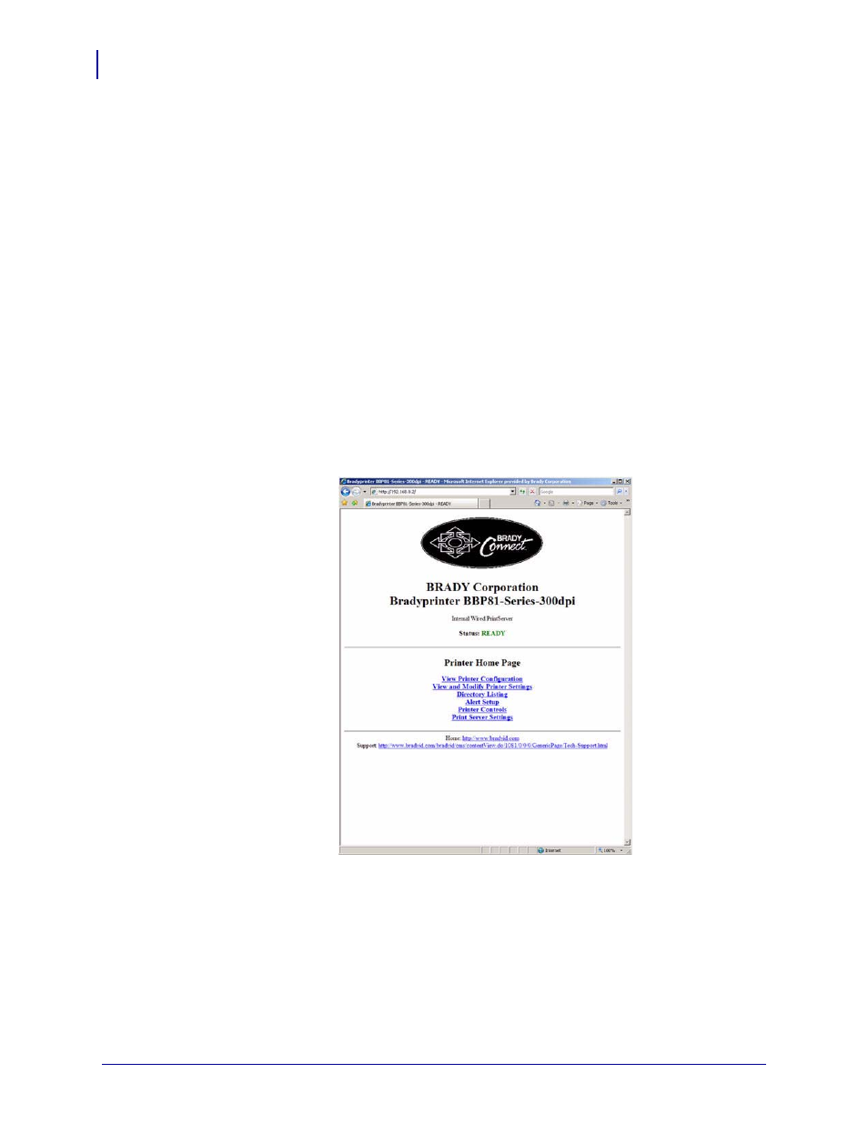 Checking 10/100 internal ps configuration settings, Browser | Brady BBP81 User Manual | Page 72 / 106