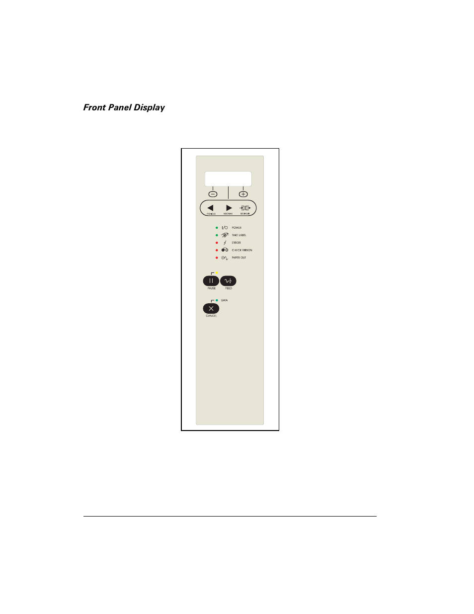 Front panel display | Brady 200M-e 300 User Manual | Page 34 / 118