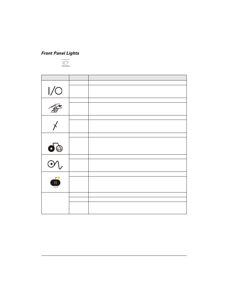 Front panel lights | Brady 200M-e 300 User Manual | Page 36 / 118