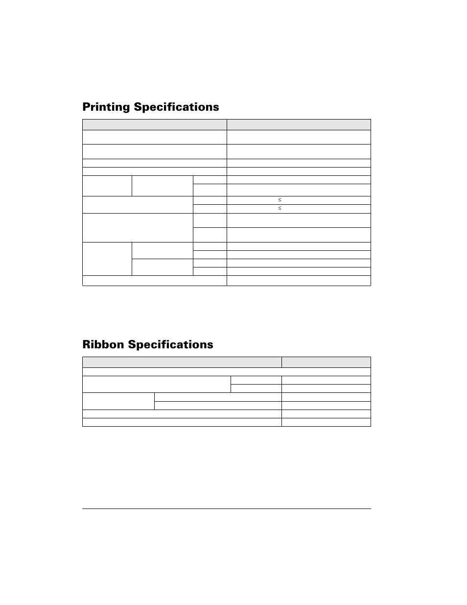 Printing specifications, Ribbon specifications, 3ulqwlqj 6shflilfdwlrqv | 5leerq 6shflilfdwlrqv | Brady 200M-e 300 User Manual | Page 96 / 118