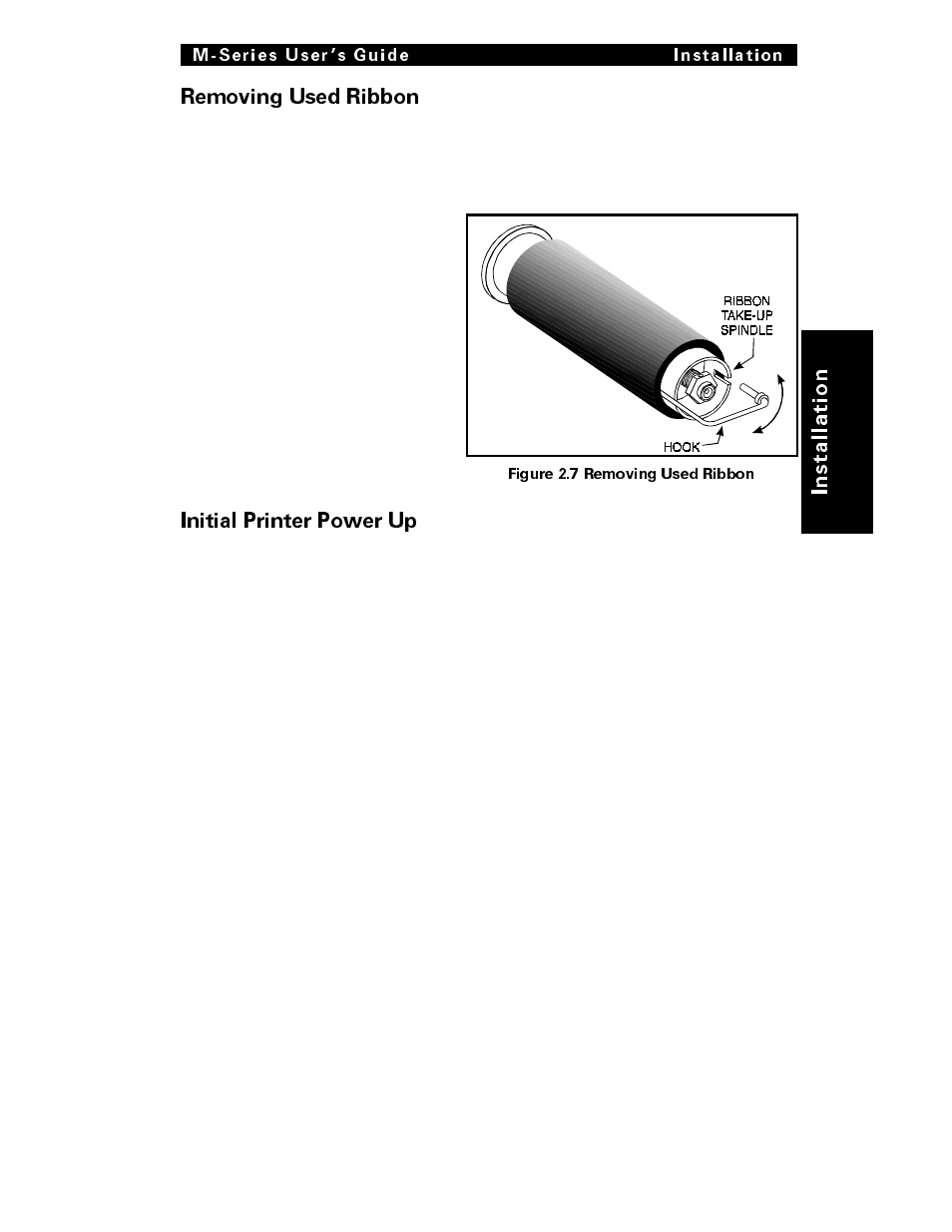 Removing used ribbon | Brady 200M User Manual | Page 32 / 104