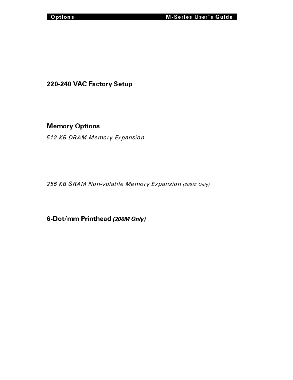 240 vac factory setup, Dot/mm printhead | Brady 200M User Manual | Page 77 / 104