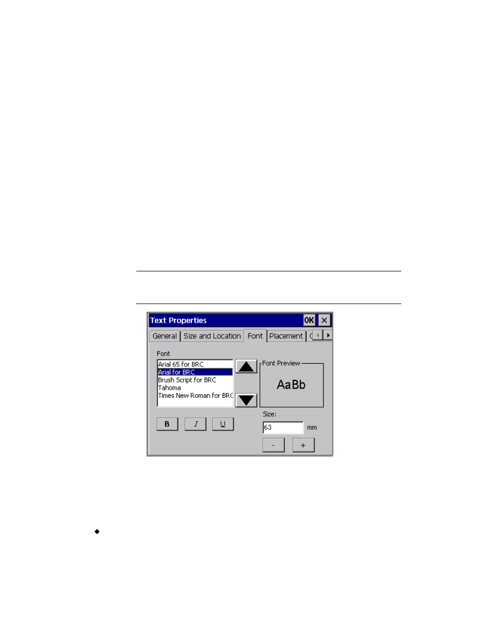 Setting options on the font tab | Brady label maker User Manual | Page 162 / 275