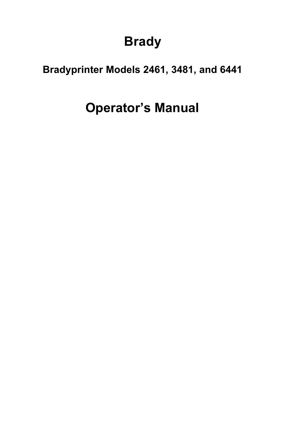 Brady 3481 User Manual | 140 pages