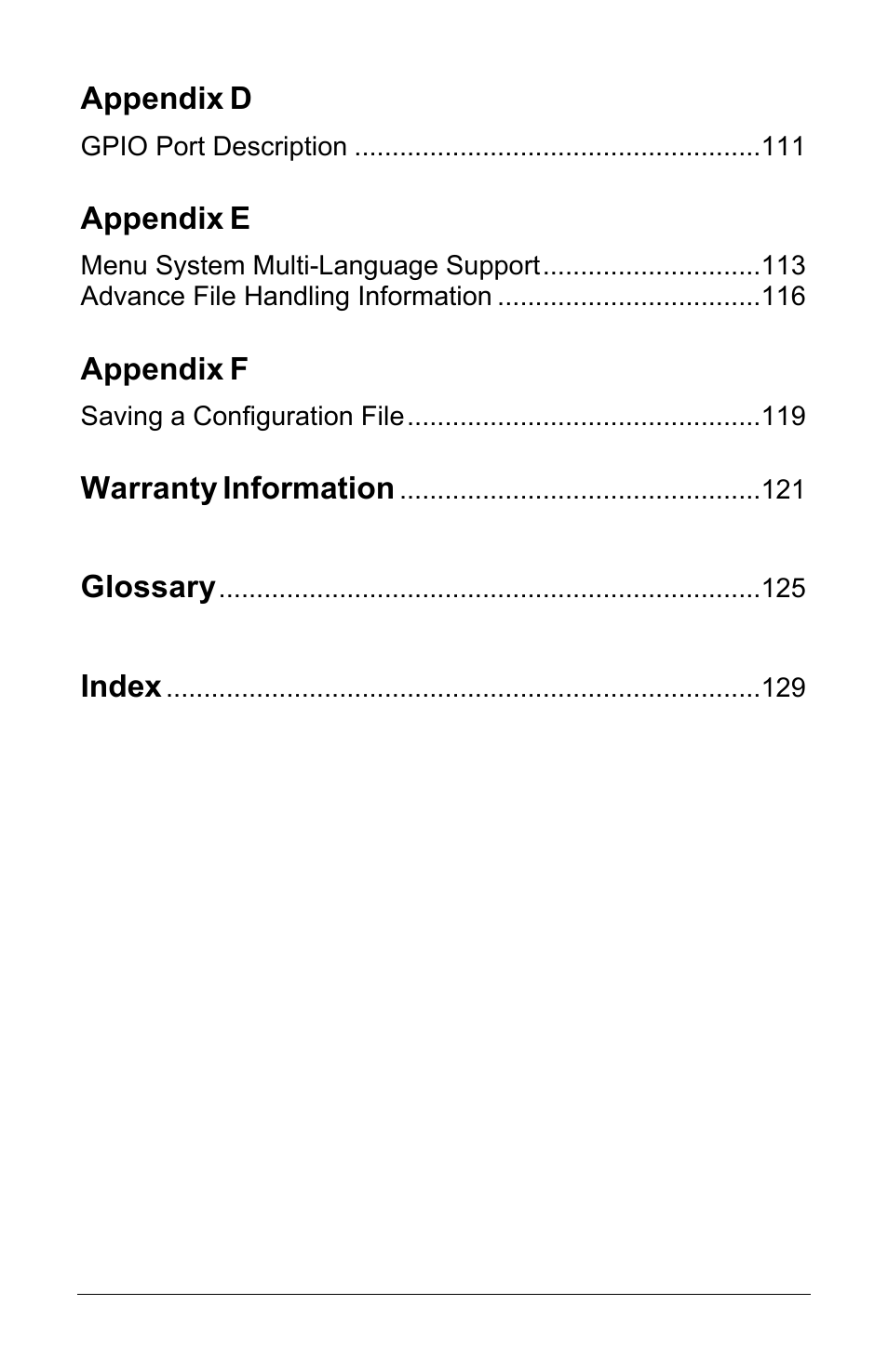 Appendix, Warranty, Information | Glossary, Index | Brady 3481 User Manual | Page 10 / 140