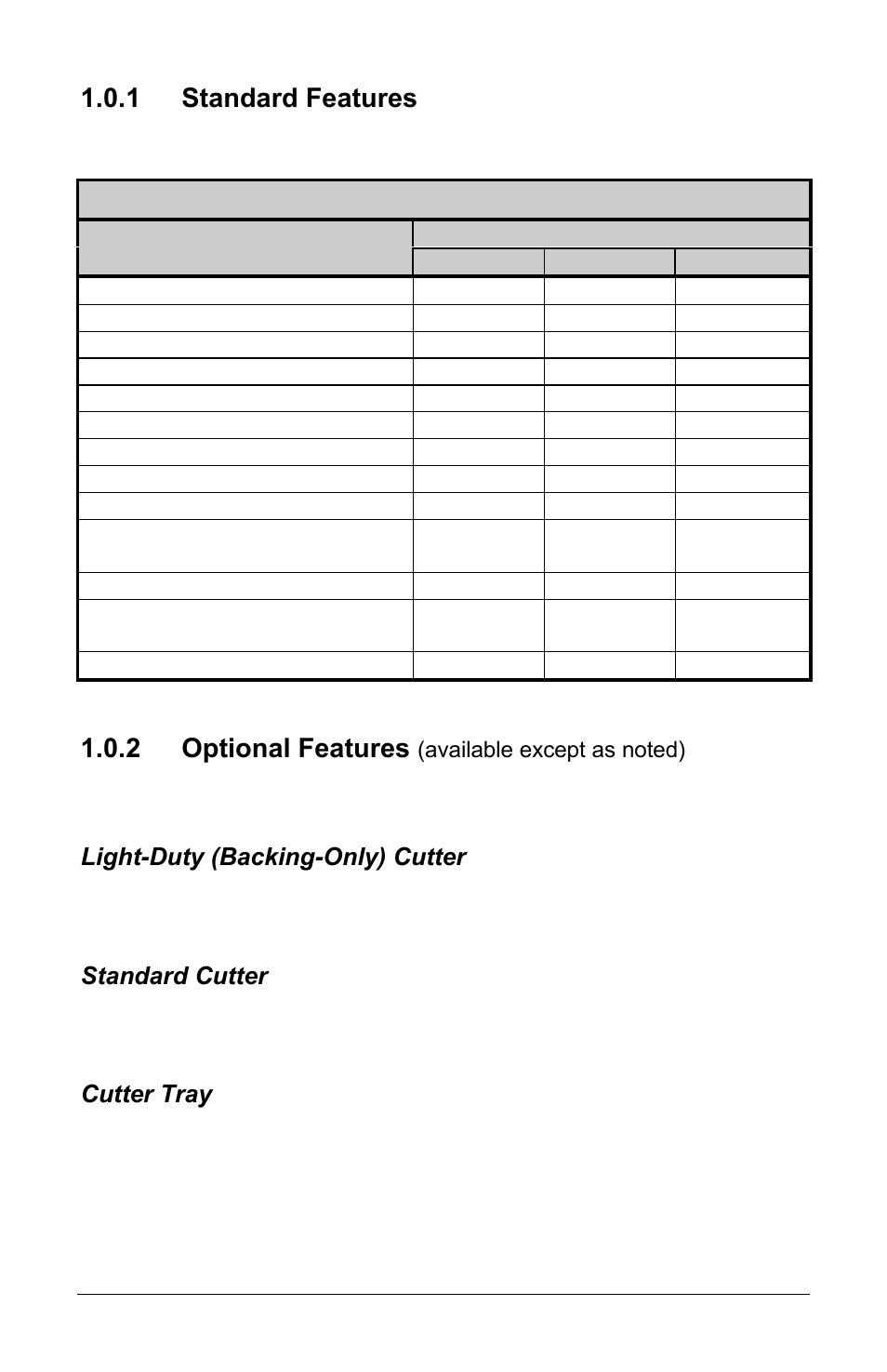 1 standard features, 2 optional features | Brady 3481 User Manual | Page 12 / 140