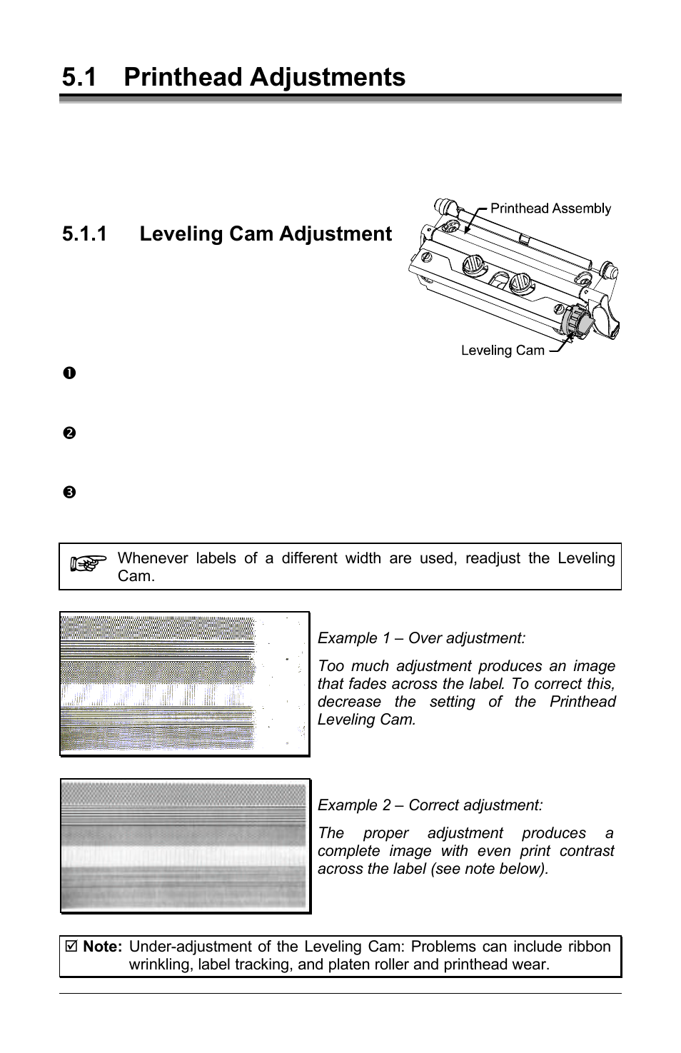 1 printhead adjustments | Brady 3481 User Manual | Page 81 / 140