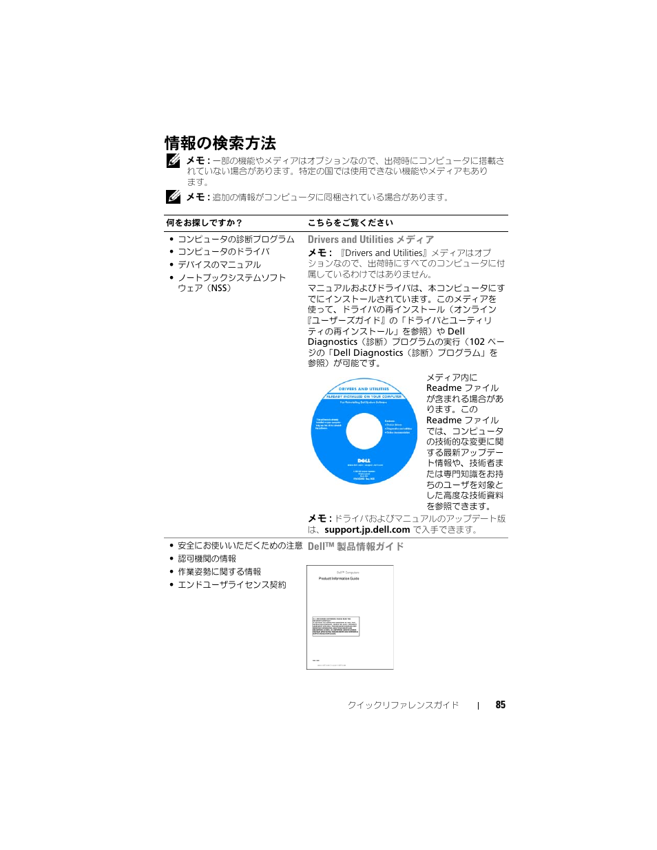 情報の検索方法 | Dell Latitude D430 (Mid 2007) User Manual | Page 85 / 138