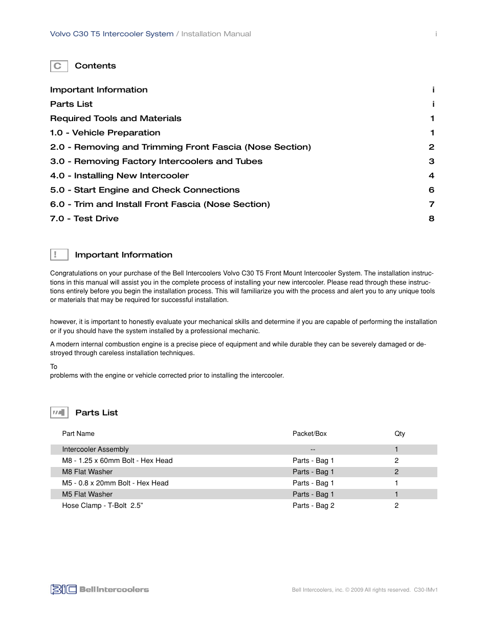 BIC VOLVO C30 T5 User Manual | Page 2 / 10