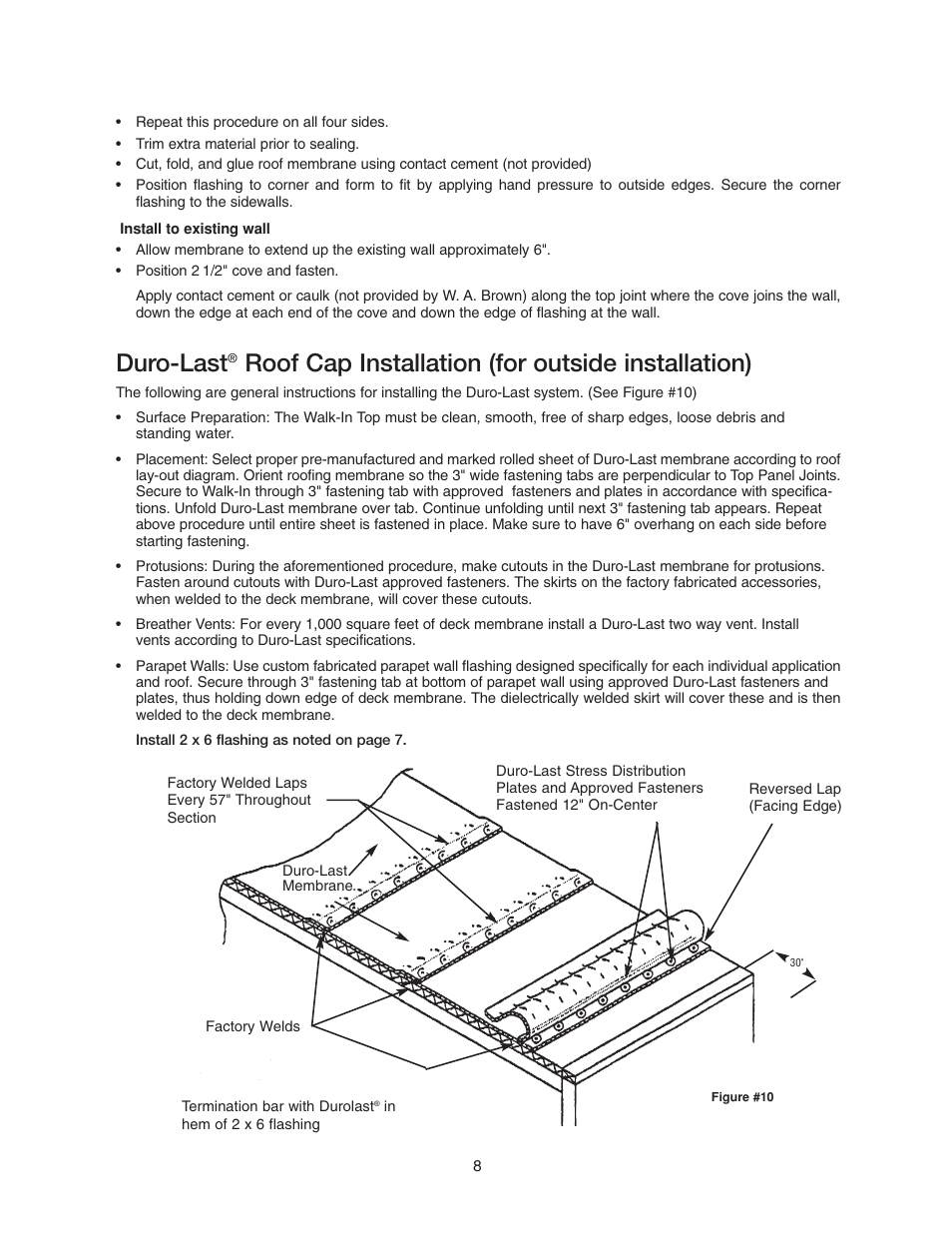 Duro-last, Roof cap installation (for outside installation) | Imperial Brown Walk-in Coolers Cooler & Freezer User Manual | Page 10 / 28