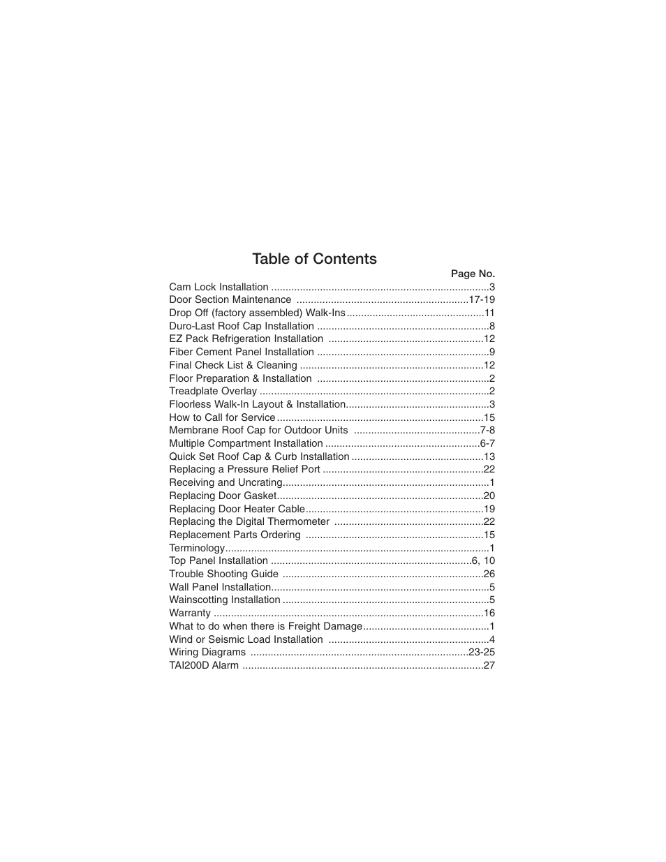 Imperial Brown Walk-in Coolers Cooler & Freezer User Manual | Page 2 / 28