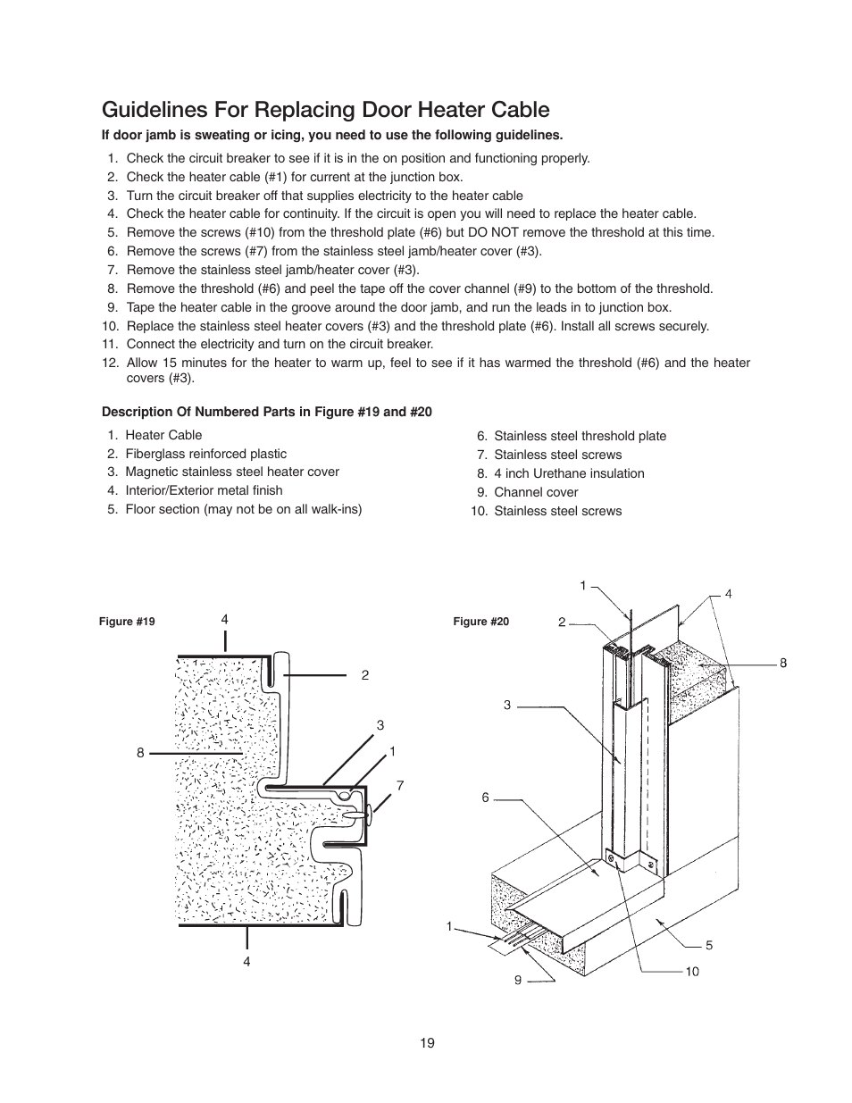 Guidelines for replacing door heater cable | Imperial Brown Walk-in Coolers Cooler & Freezer User Manual | Page 21 / 28