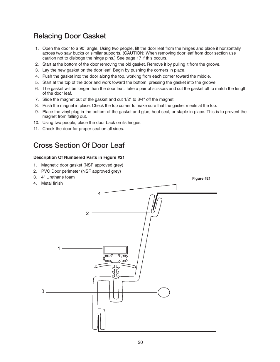 Relacing door gasket | Imperial Brown Walk-in Coolers Cooler & Freezer User Manual | Page 22 / 28