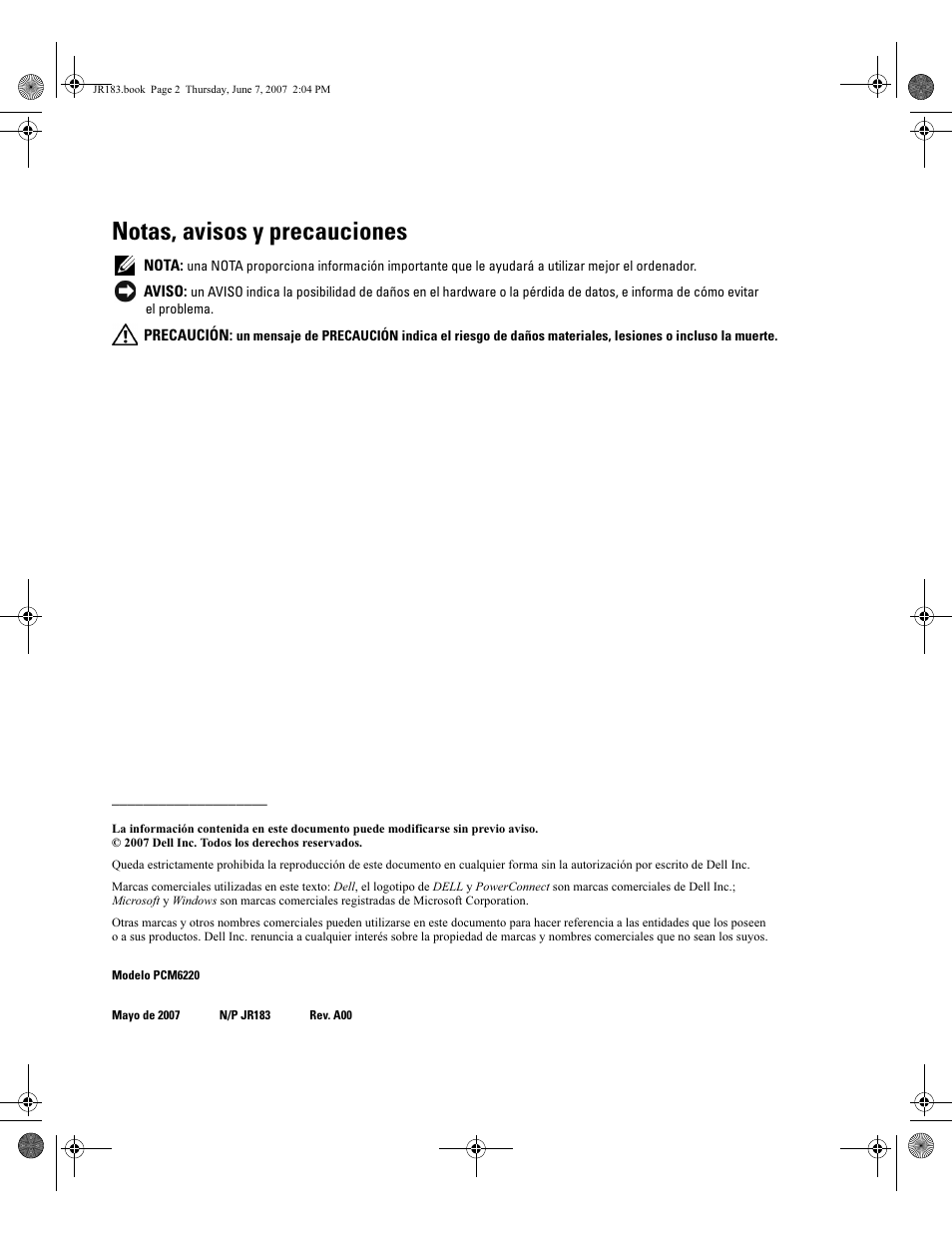 Notas, avisos y precauciones | Dell PowerEdge M605 User Manual | Page 152 / 182