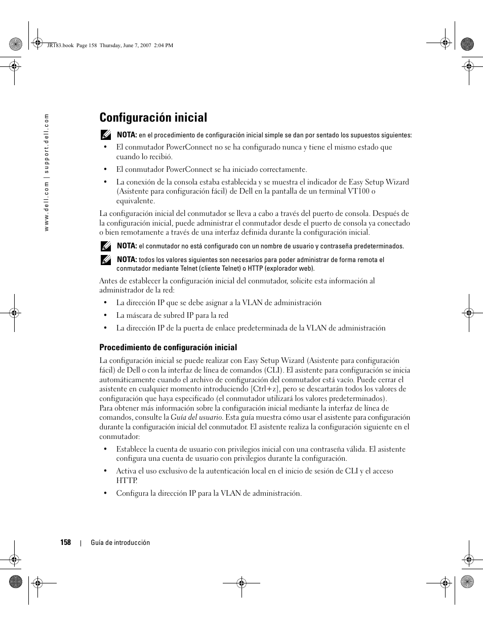 Configuración inicial | Dell PowerEdge M605 User Manual | Page 160 / 182