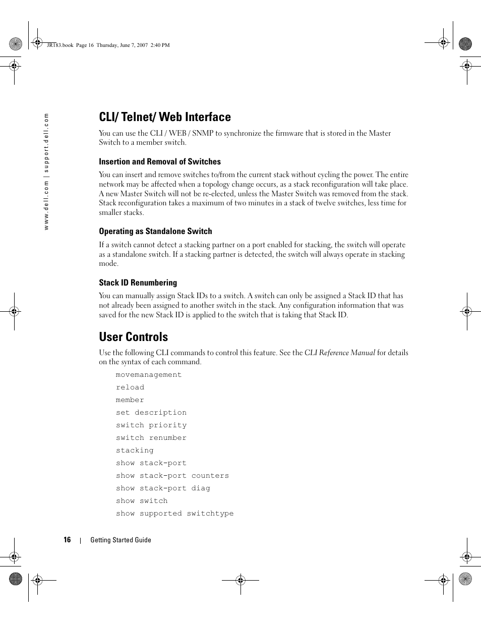 Cli/ telnet/ web interface, User controls | Dell PowerEdge M605 User Manual | Page 18 / 182