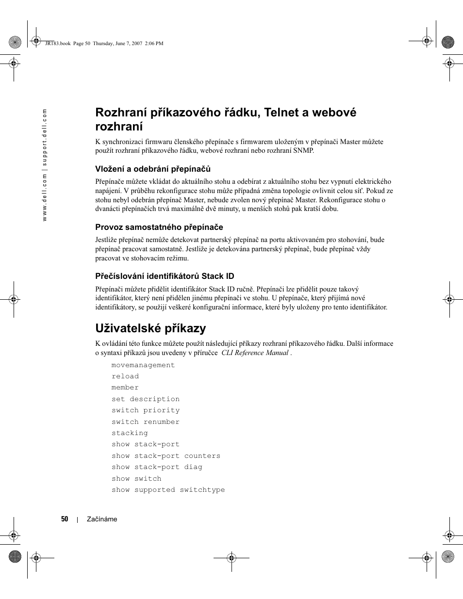 Uživatelské příkazy | Dell PowerEdge M605 User Manual | Page 52 / 182