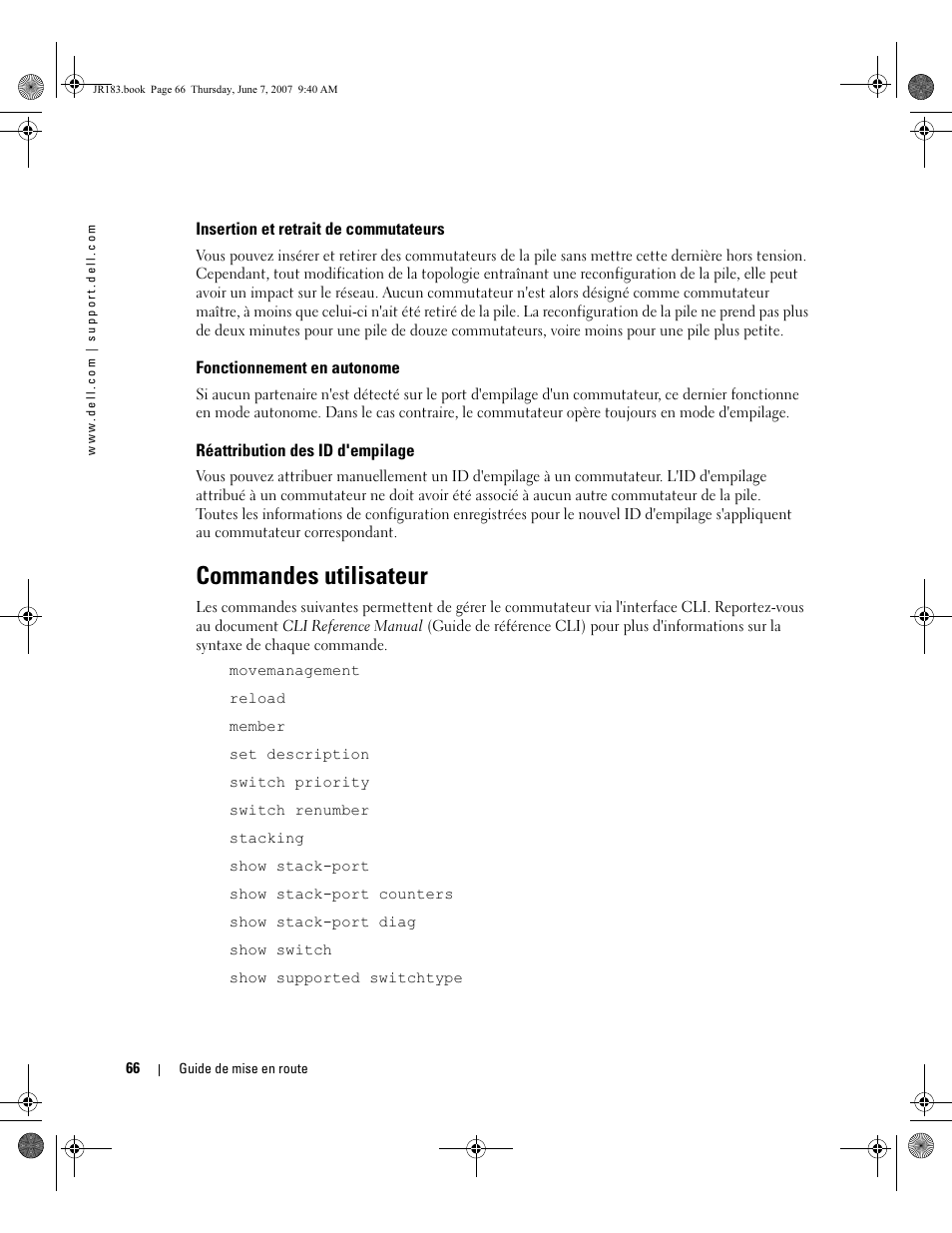 Commandes utilisateur | Dell PowerEdge M605 User Manual | Page 68 / 182