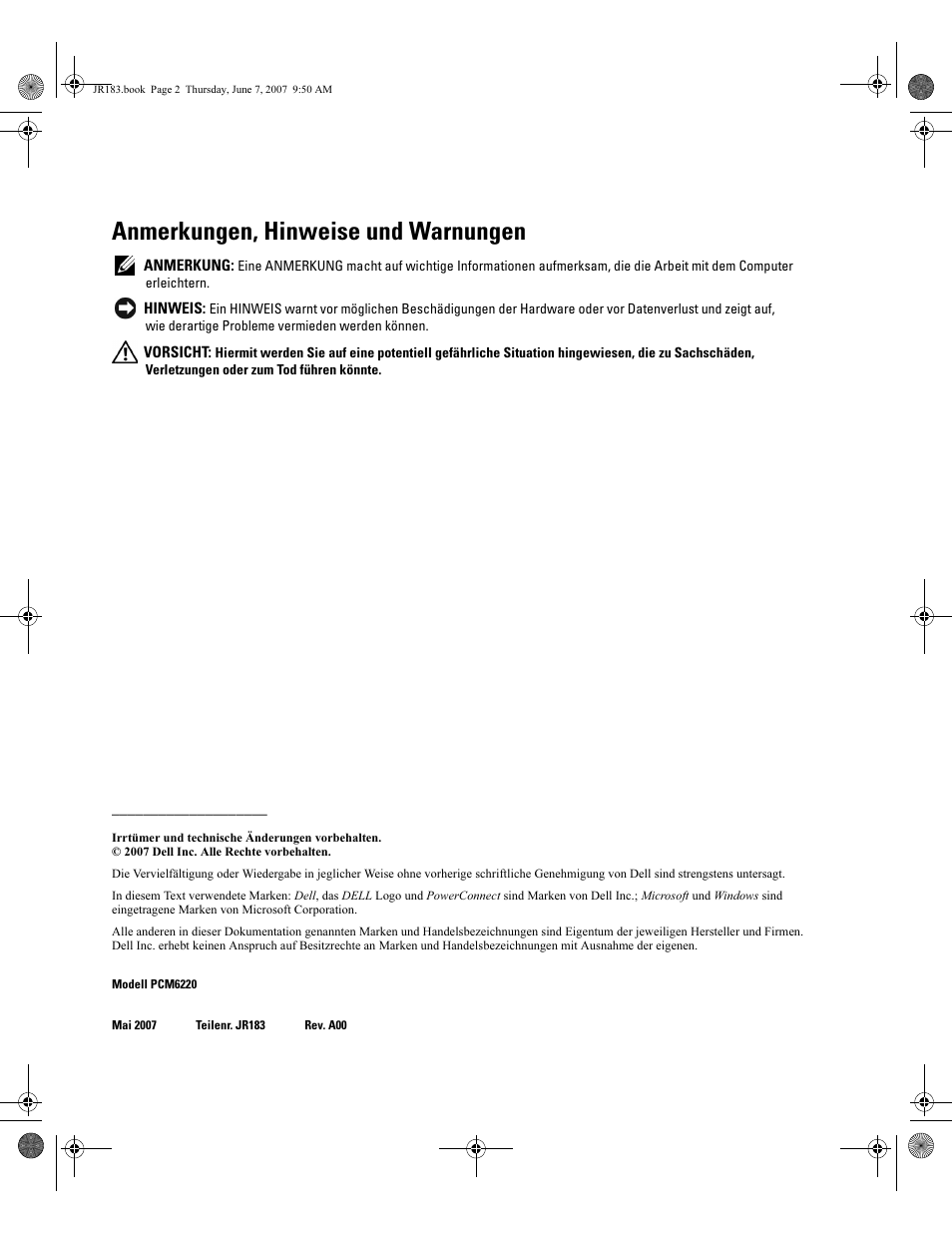 Anmerkungen, hinweise und warnungen | Dell PowerEdge M605 User Manual | Page 70 / 182