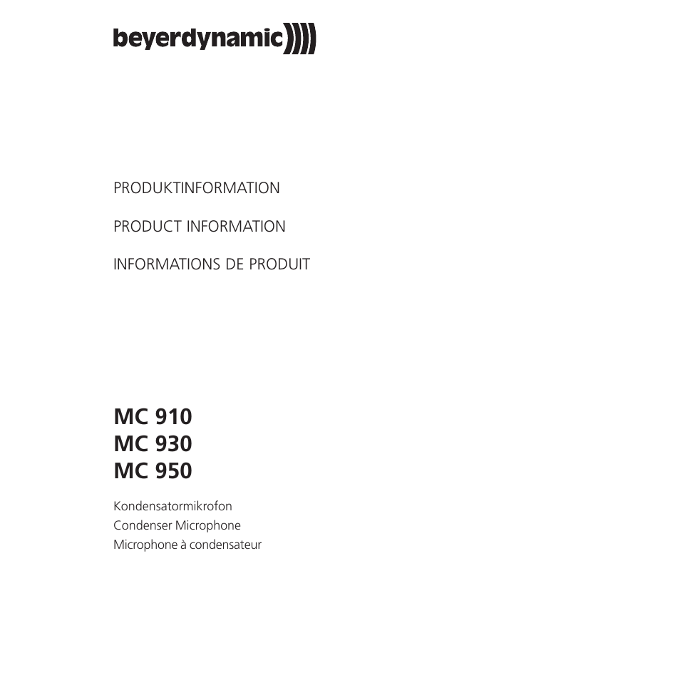 Beyerdynamic MC 950 User Manual | 14 pages