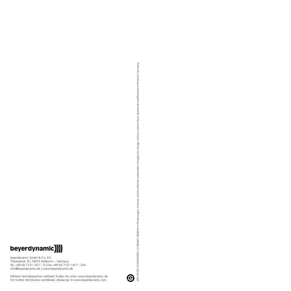 Beyerdynamic MC 950 User Manual | Page 14 / 14