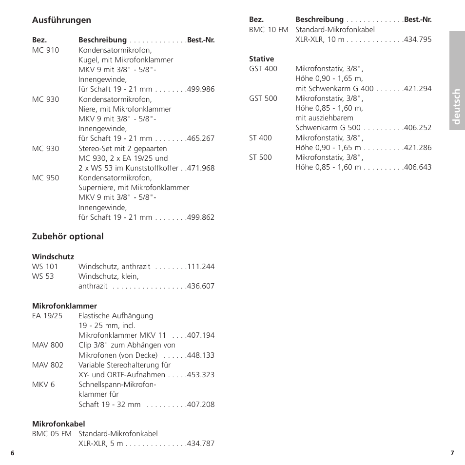Deutsch | Beyerdynamic MC 950 User Manual | Page 4 / 14