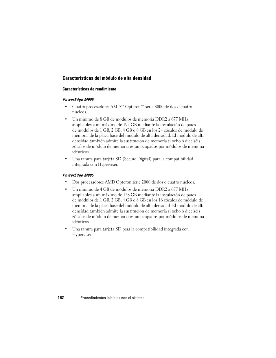 Características del módulo de alta densidad | Dell POWEREDGE M905 User Manual | Page 164 / 201