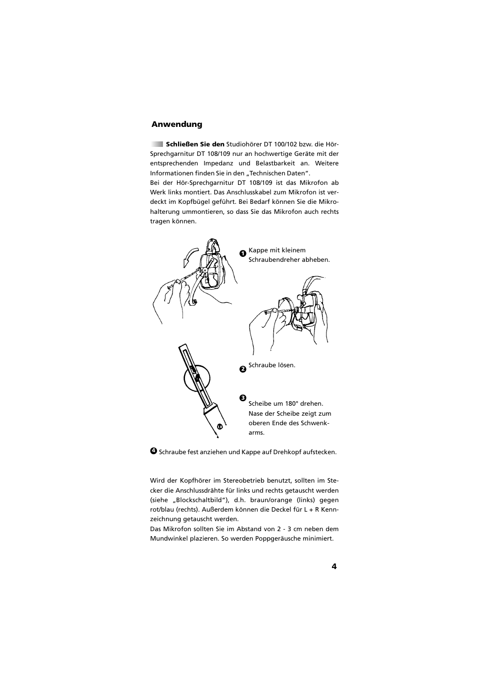 Anwendung, 4anwendung | Beyerdynamic DT 109 User Manual | Page 4 / 28