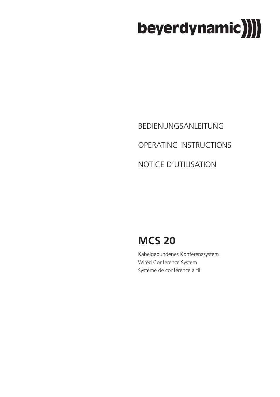 Beyerdynamic MCS 20 User Manual | 76 pages