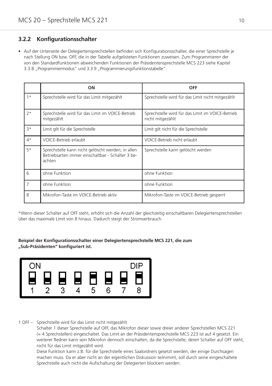 2 konfigurationsschalter | Beyerdynamic MCS 20 User Manual | Page 10 / 76
