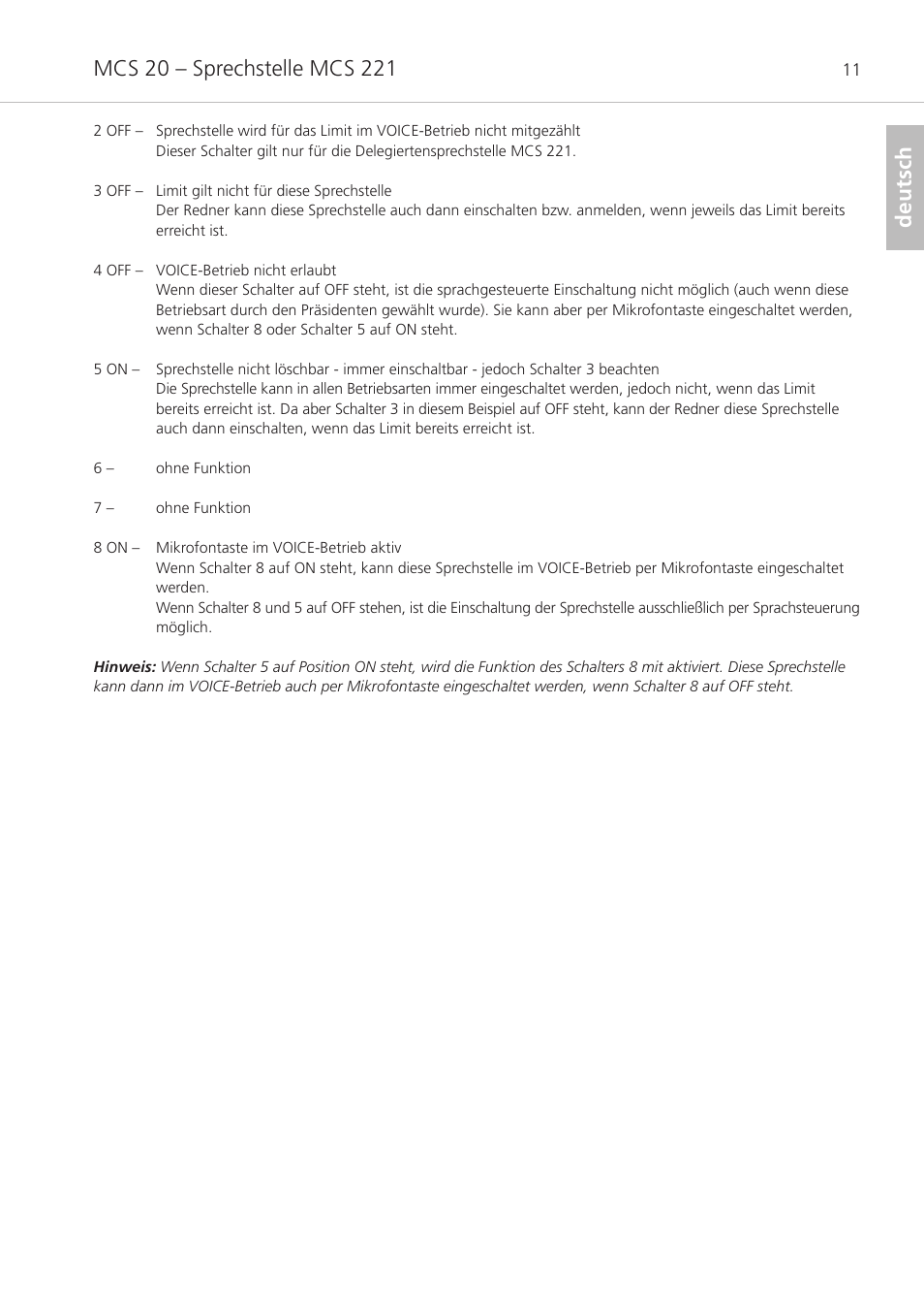 Deutsch | Beyerdynamic MCS 20 User Manual | Page 11 / 76