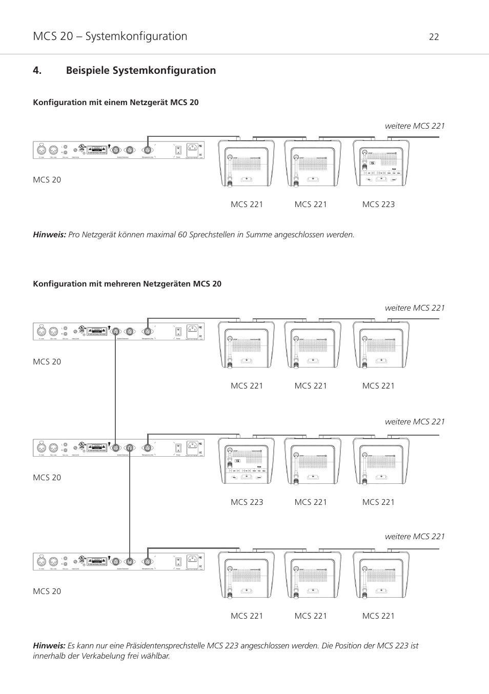 Beispiele systemkonfiguration, Mcs 20 – systemkonfiguration | Beyerdynamic MCS 20 User Manual | Page 22 / 76