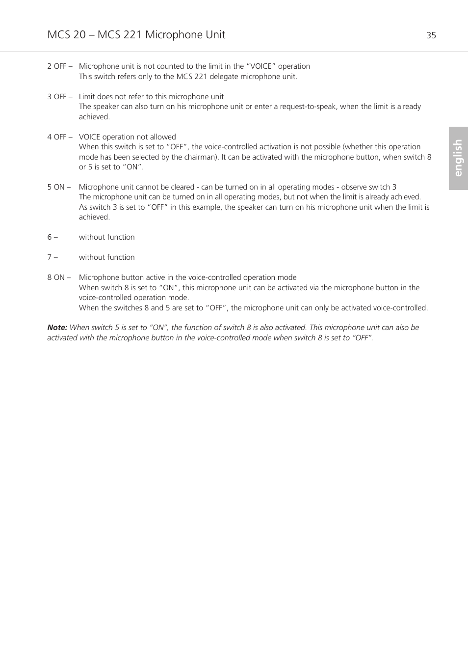 English | Beyerdynamic MCS 20 User Manual | Page 35 / 76