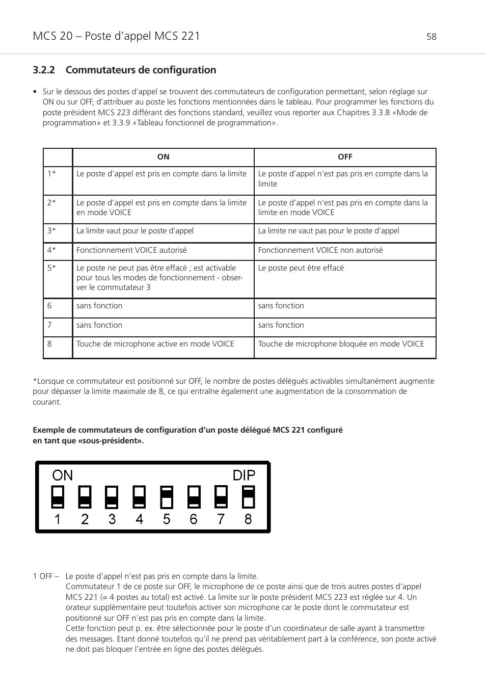 2 commutateurs de configuration | Beyerdynamic MCS 20 User Manual | Page 58 / 76