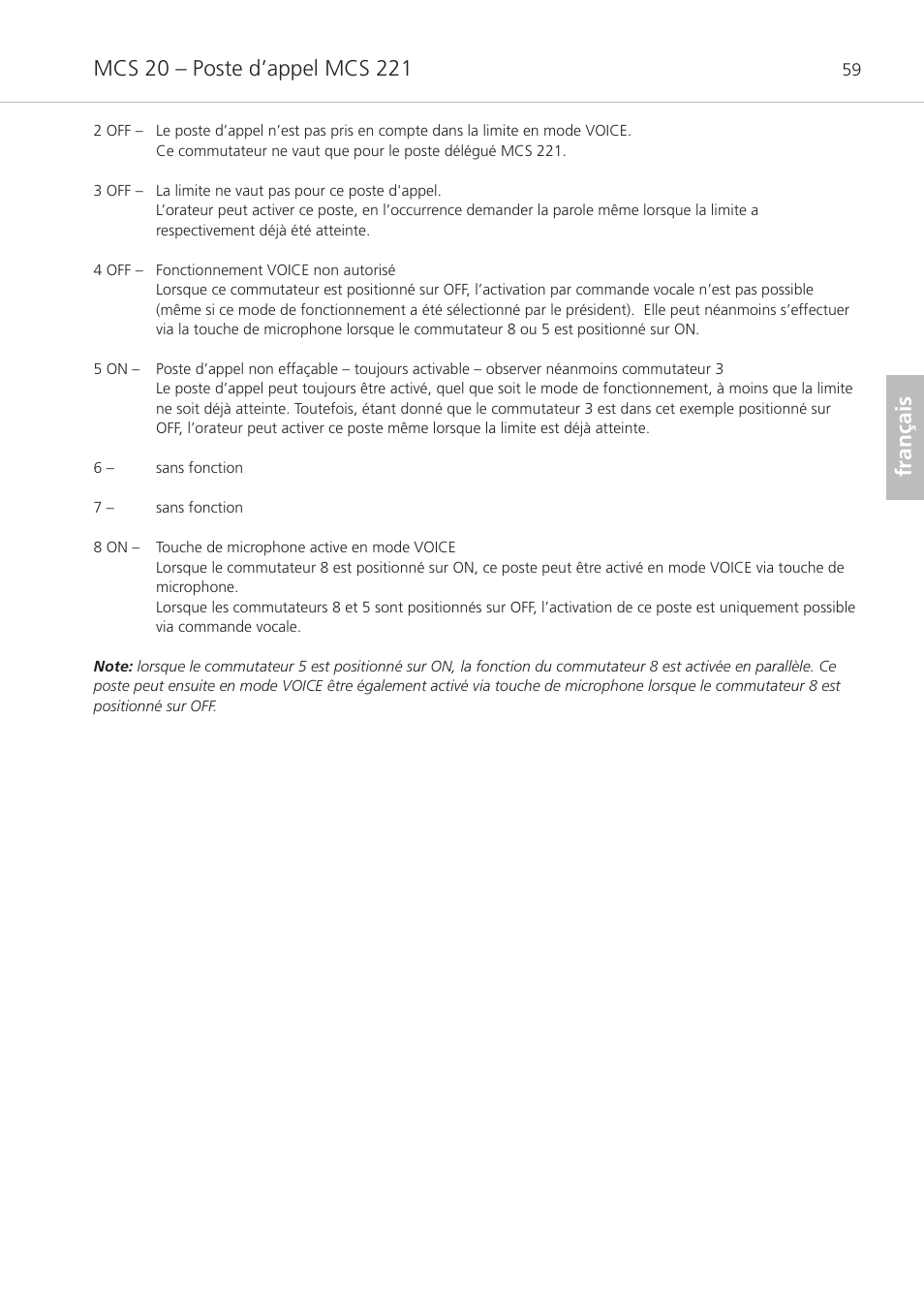 Français | Beyerdynamic MCS 20 User Manual | Page 59 / 76