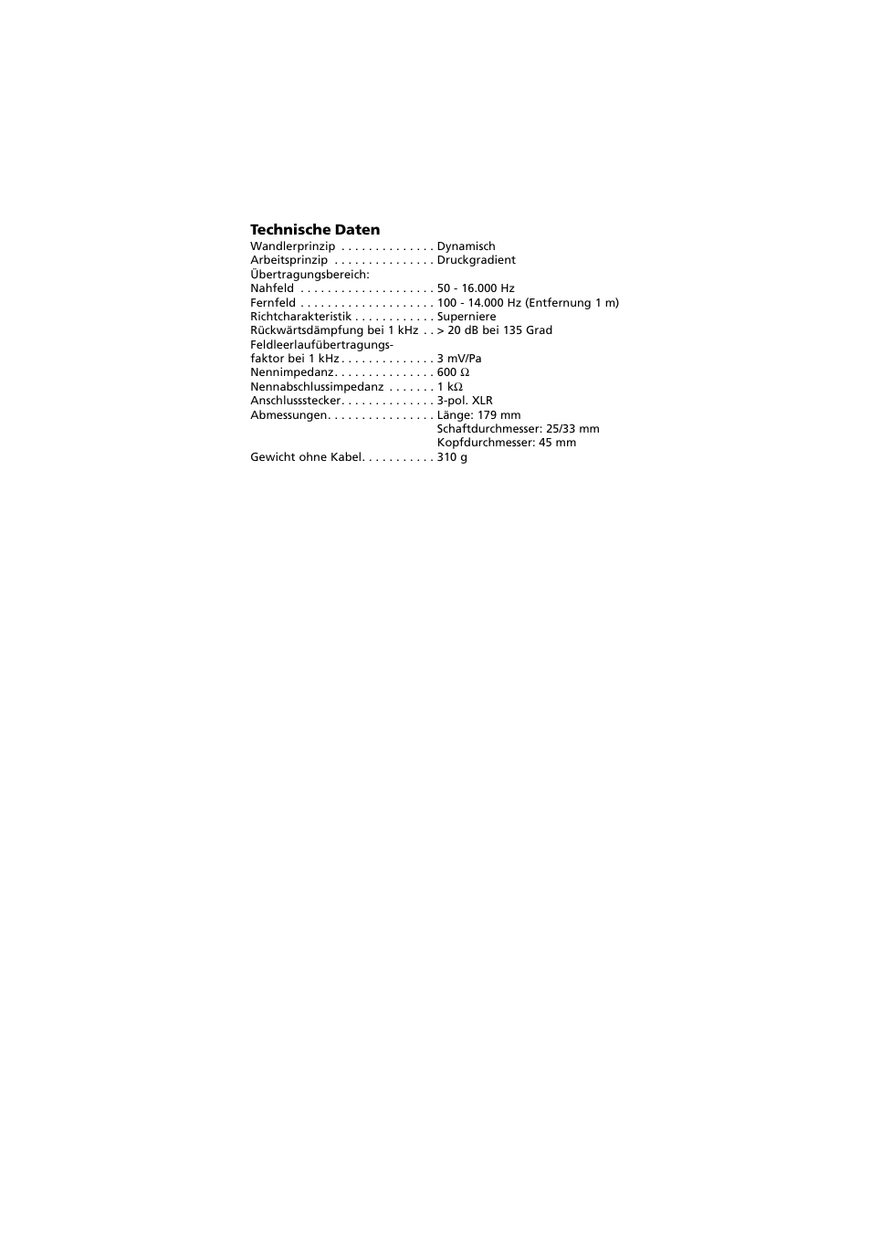 Technische daten | Beyerdynamic Opus 39 User Manual | Page 3 / 9