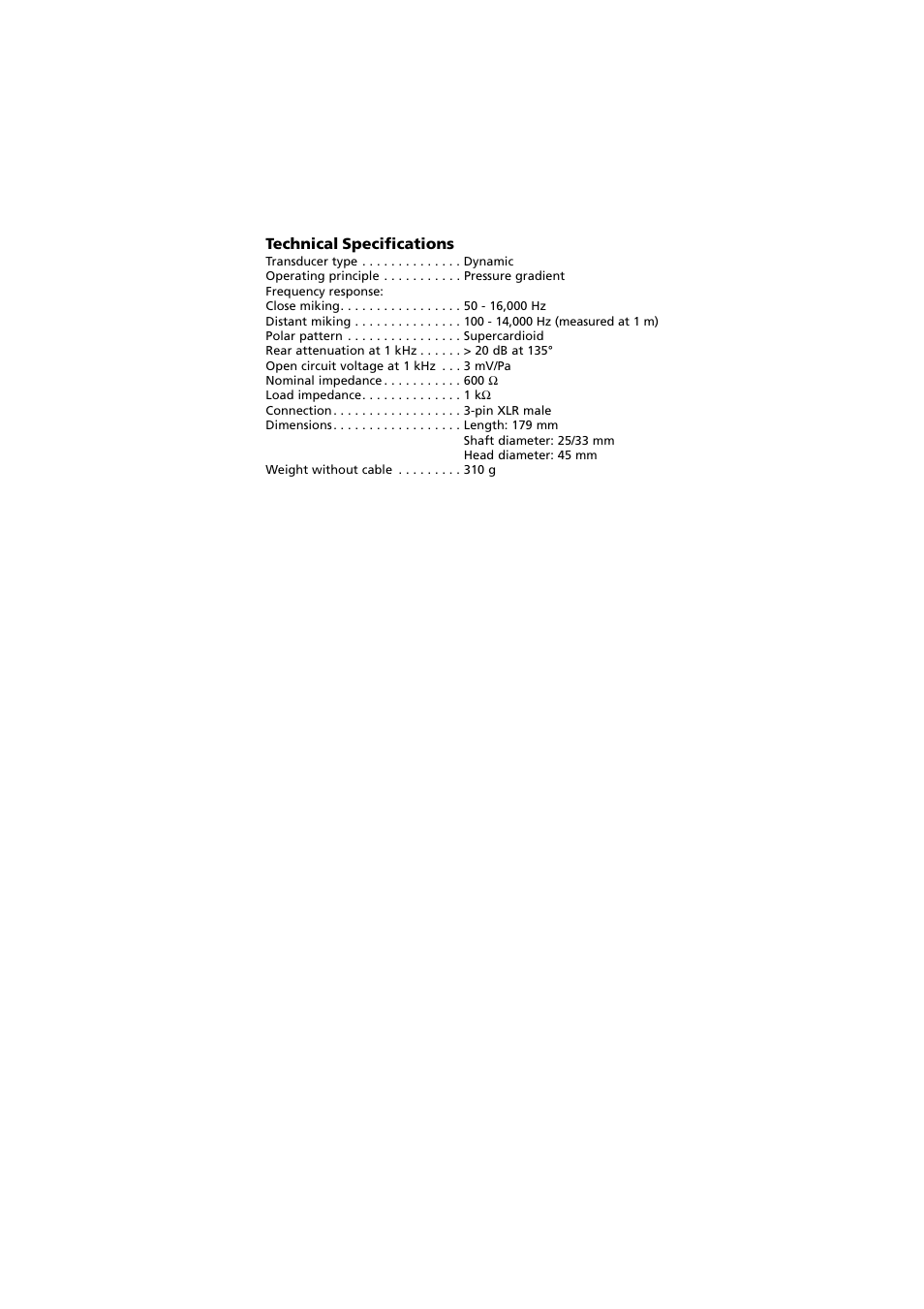 Technical specifications | Beyerdynamic Opus 39 User Manual | Page 5 / 9
