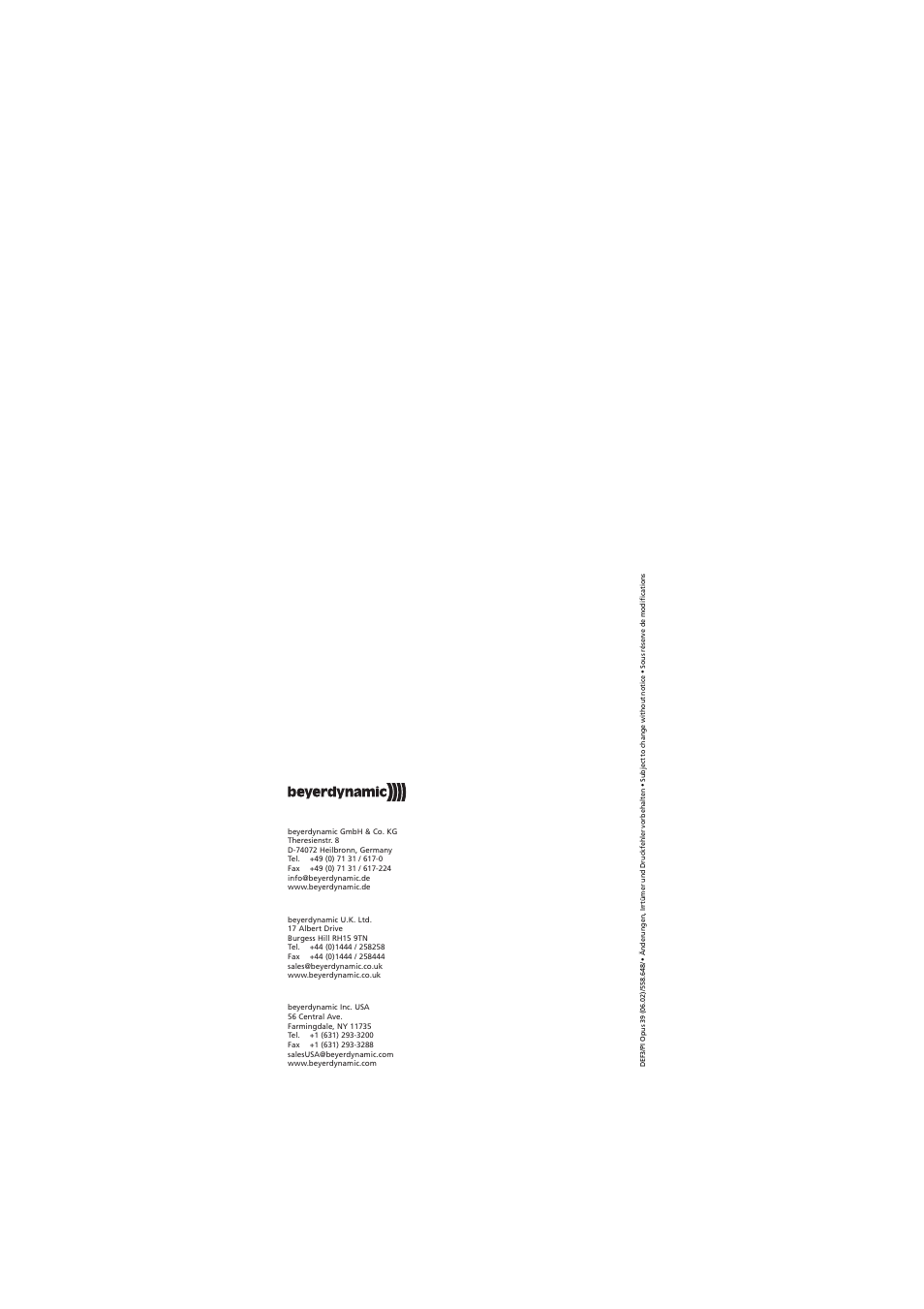 Beyerdynamic Opus 39 User Manual | Page 9 / 9
